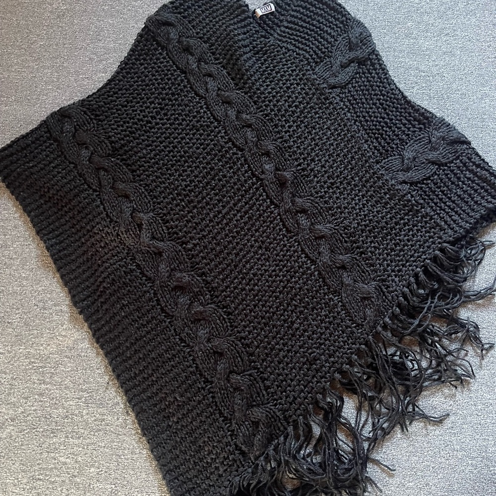MXM Black Cable Knit Poncho